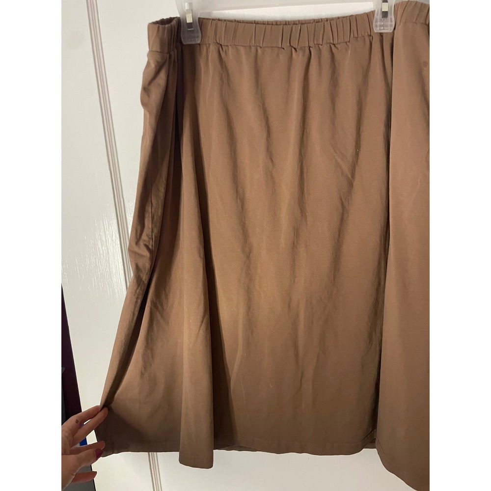 Main Street Exchange‎ Brown Elastic Waist Midi Skirt Plus Size 3X